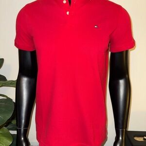 Tommy Hilfiger Red Polo Shirt Classic Casual Style